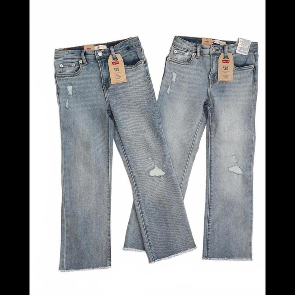 2 pairs Levi's  Wide Leg Relaxed Fit Distressed Denim Girls Jeans Size 6x NWT